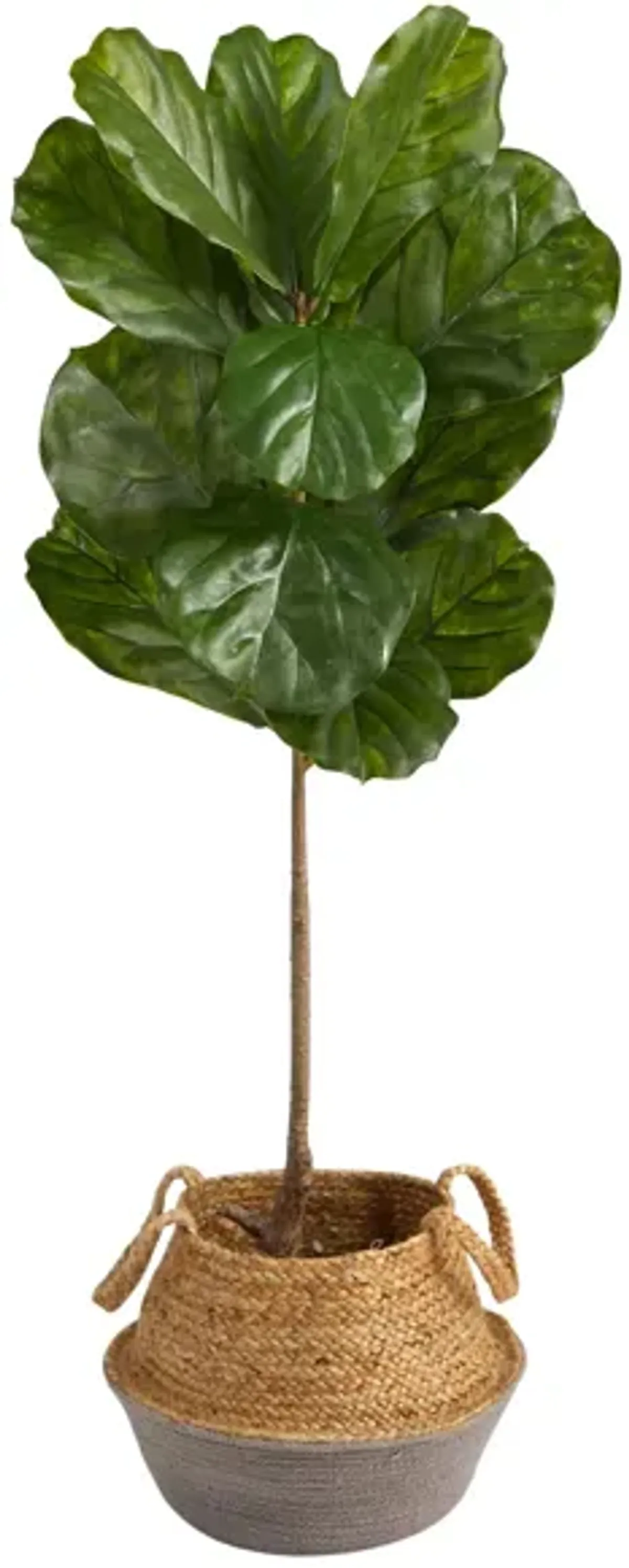 4' Indoor/Outdoor Fiddle Leaf Artificial Tree in Gray Planter in Green by Bellanest