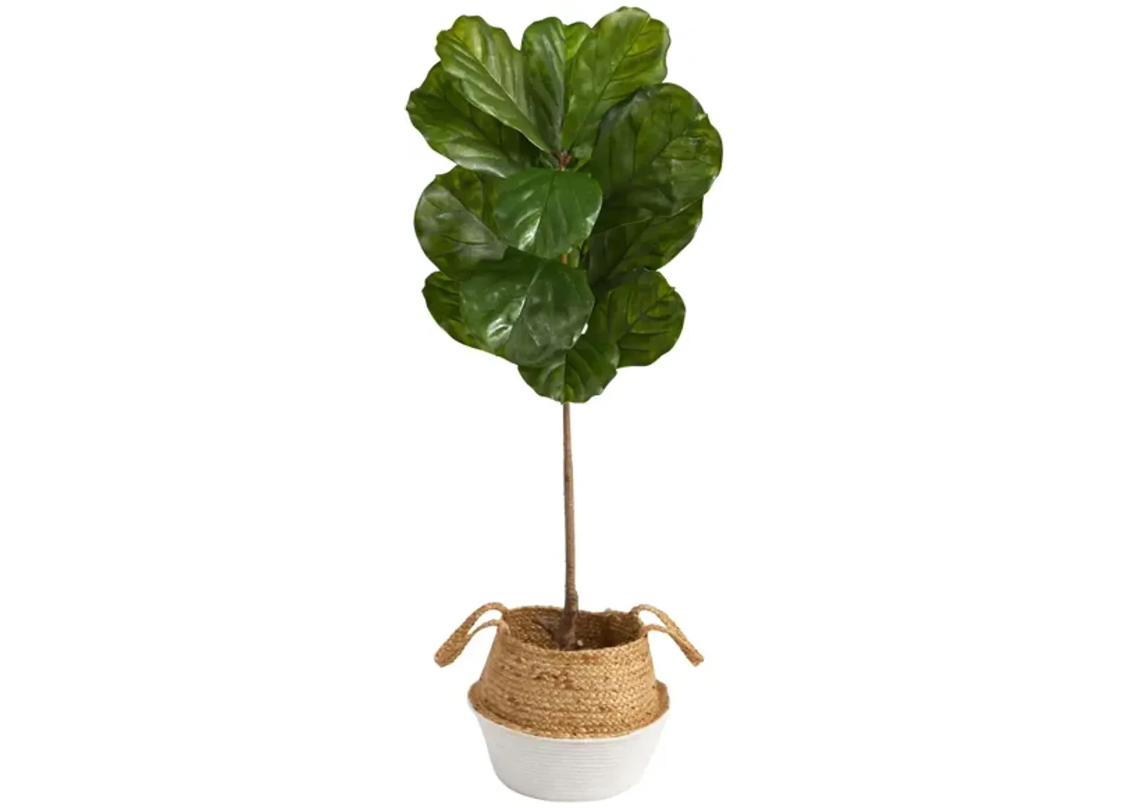 4' Indoor/Outdoor Fiddle Leaf Artificial Tree in Woven Planter in Green by Bellanest