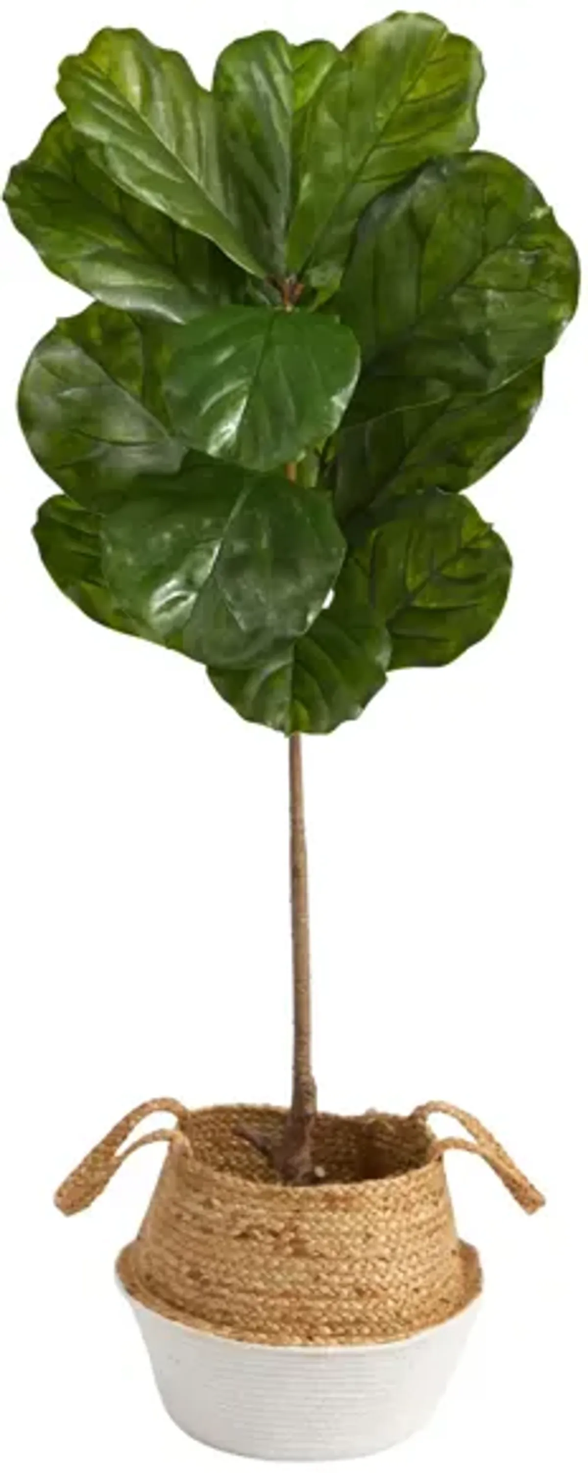 4' Indoor/Outdoor Fiddle Leaf Artificial Tree in Woven Planter in Green by Bellanest