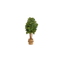5' Fiddle Leaf Fig Artificial Tree in Planter with Tassels in Green by Bellanest