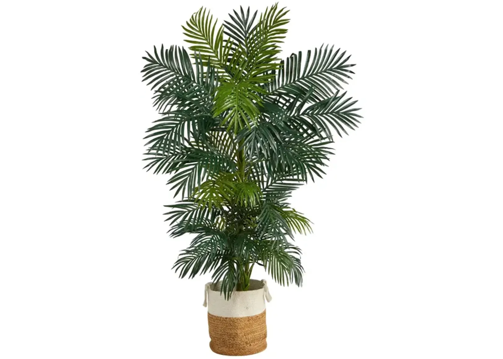 6.5' Golden Cane Artificial Palm Tree in Planter in Green by Bellanest