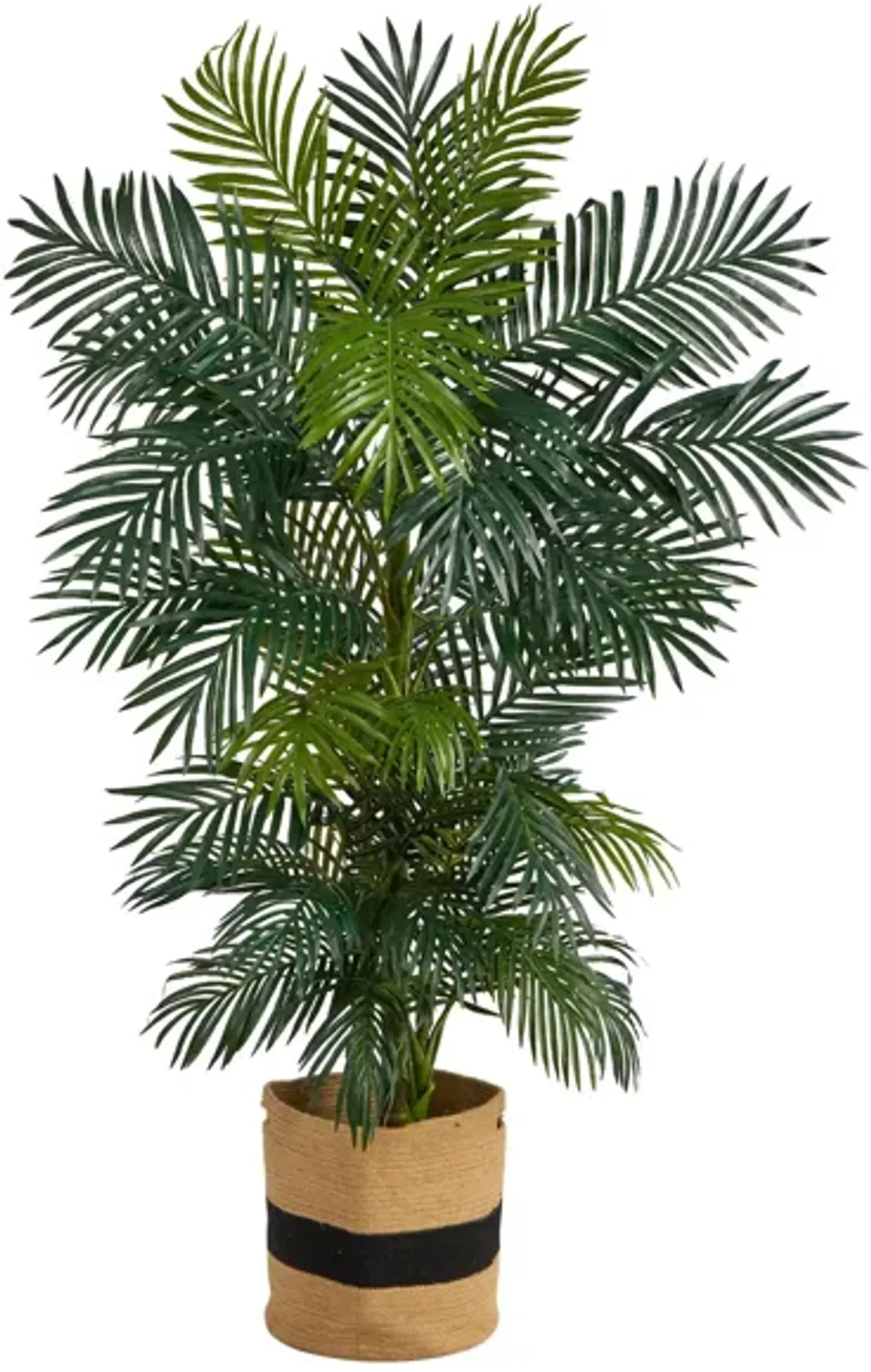 6.5' Golden Cane Artificial Palm Tree in Cotton Planter in Green by Bellanest