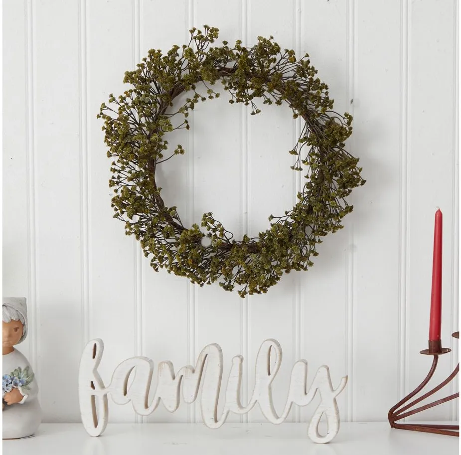 Crisp 20" Gypsophila Wreath in Green by Bellanest