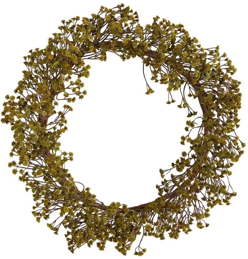 Crisp 20" Gypsophila Wreath in Green by Bellanest