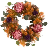 Crisp 24" Protea Wreath in Pink by Bellanest