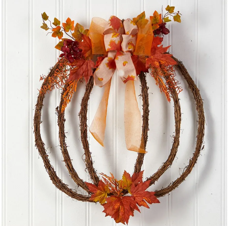 Crisp 26" Pumpkin Vine Wreath in Orange by Bellanest