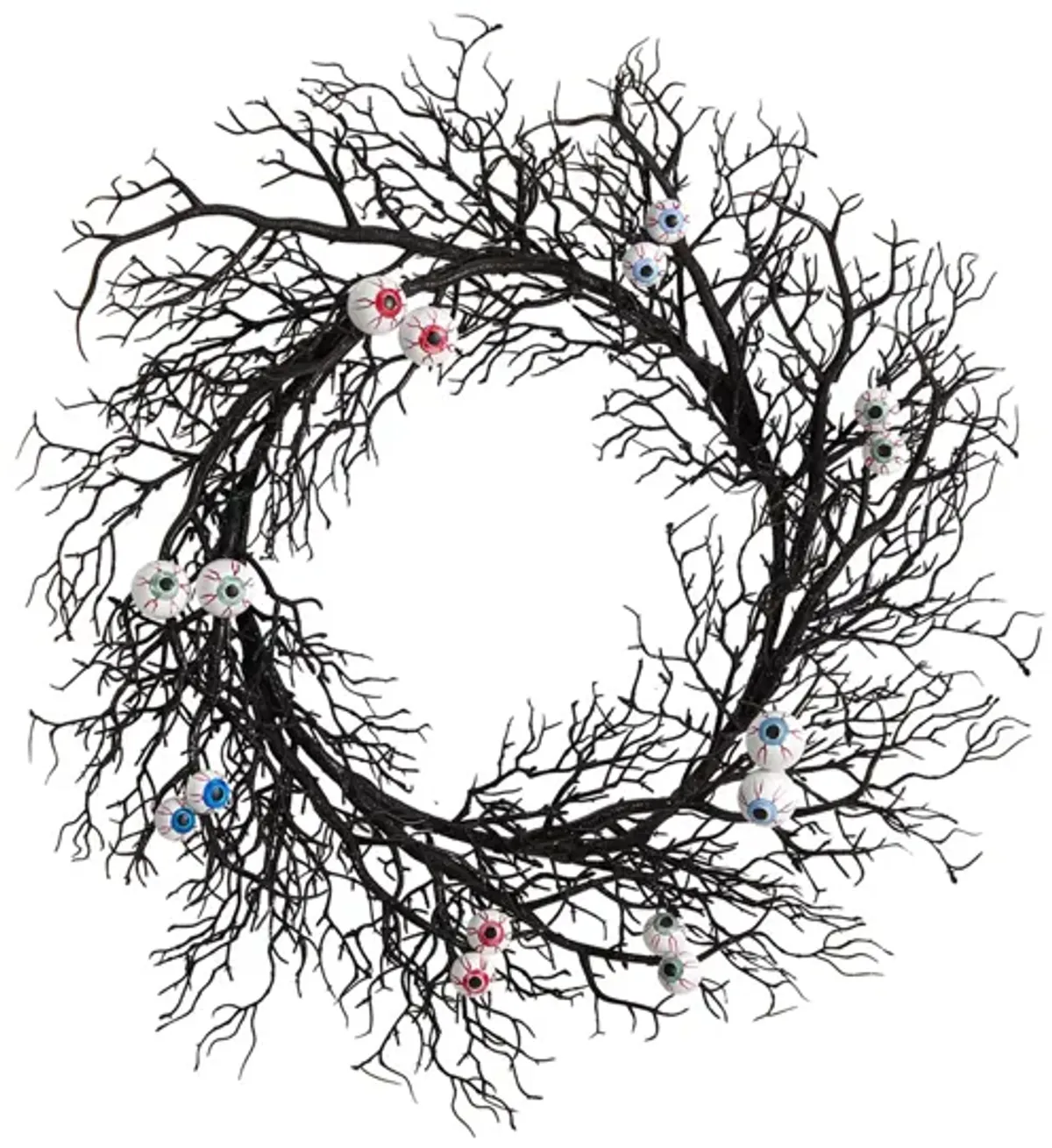 Crisp 30" Eyeball Twig Wreath in Black by Bellanest