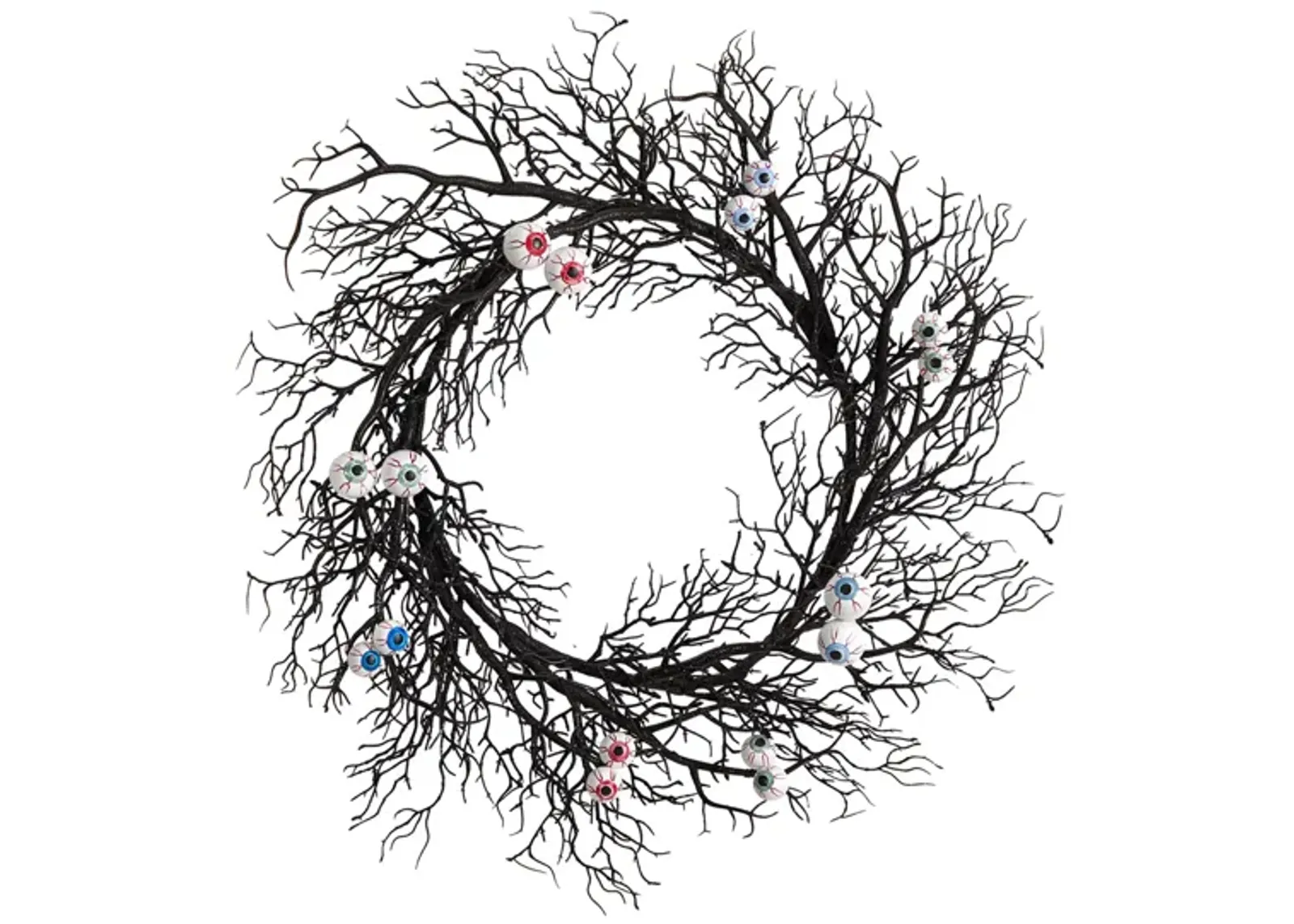 Crisp 30" Eyeball Twig Wreath in Black by Bellanest