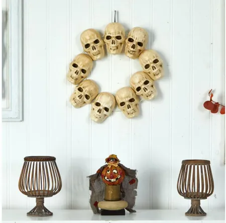 Crisp 20" Skull Wreath in White by Bellanest