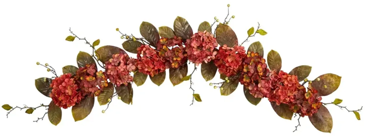 Crisp 6ft Hydrangea and Berry Garland in Orange by Bellanest