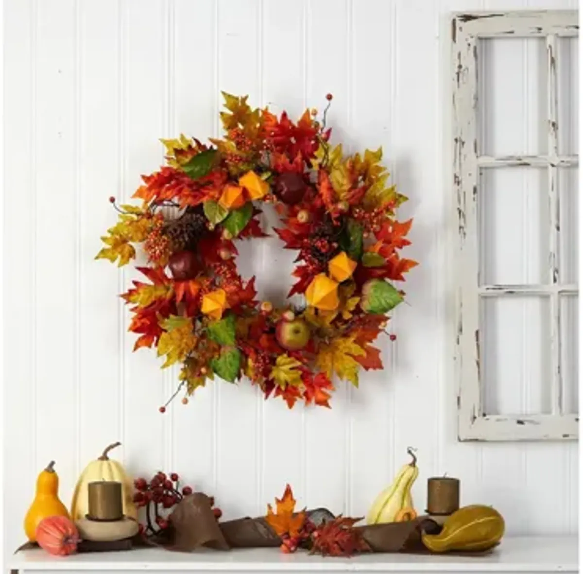 Crisp 24" Maple Leaf and Berries Wreath