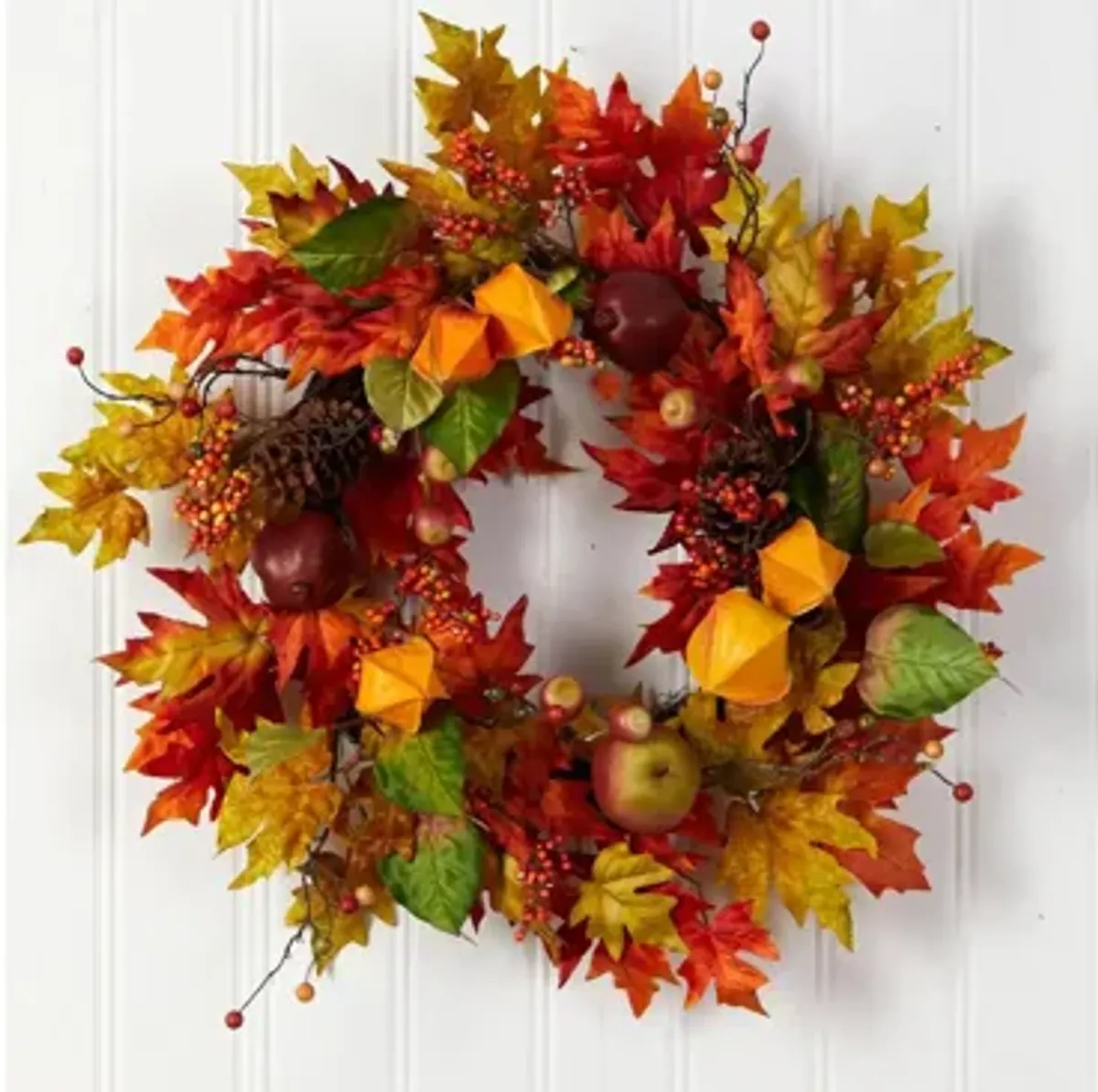 Crisp 24" Maple Leaf and Berries Wreath