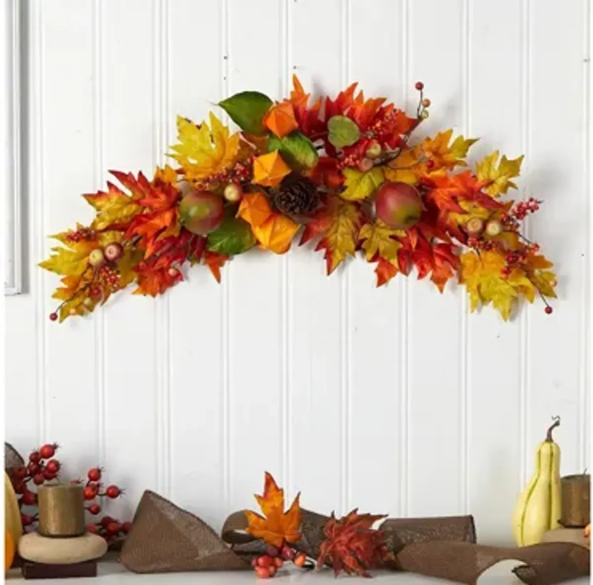 Crisp 38" Maple Leaf Berry Swag