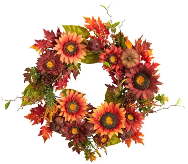 Crisp 24" Sunflower and Pinecone Wreath