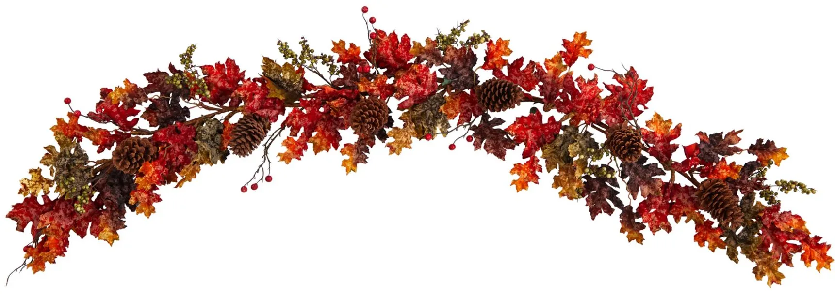 Crisp 6ft Maple Leaves and Pinecones Garland in Orange by Bellanest