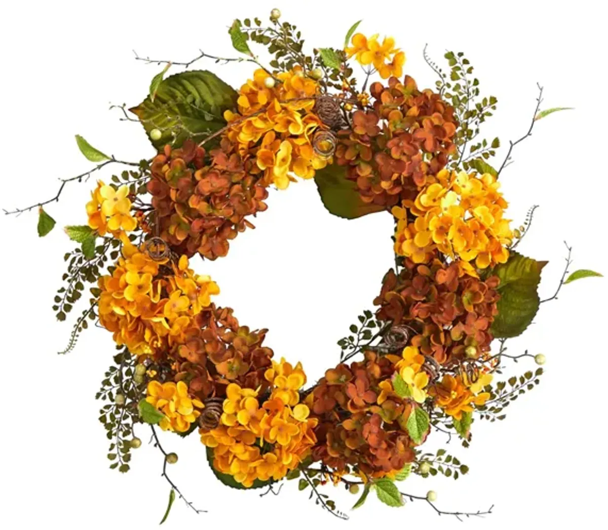 Crisp 24" Hydrangea Wreath in Orange by Bellanest