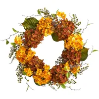Crisp 24" Hydrangea Wreath in Orange by Bellanest