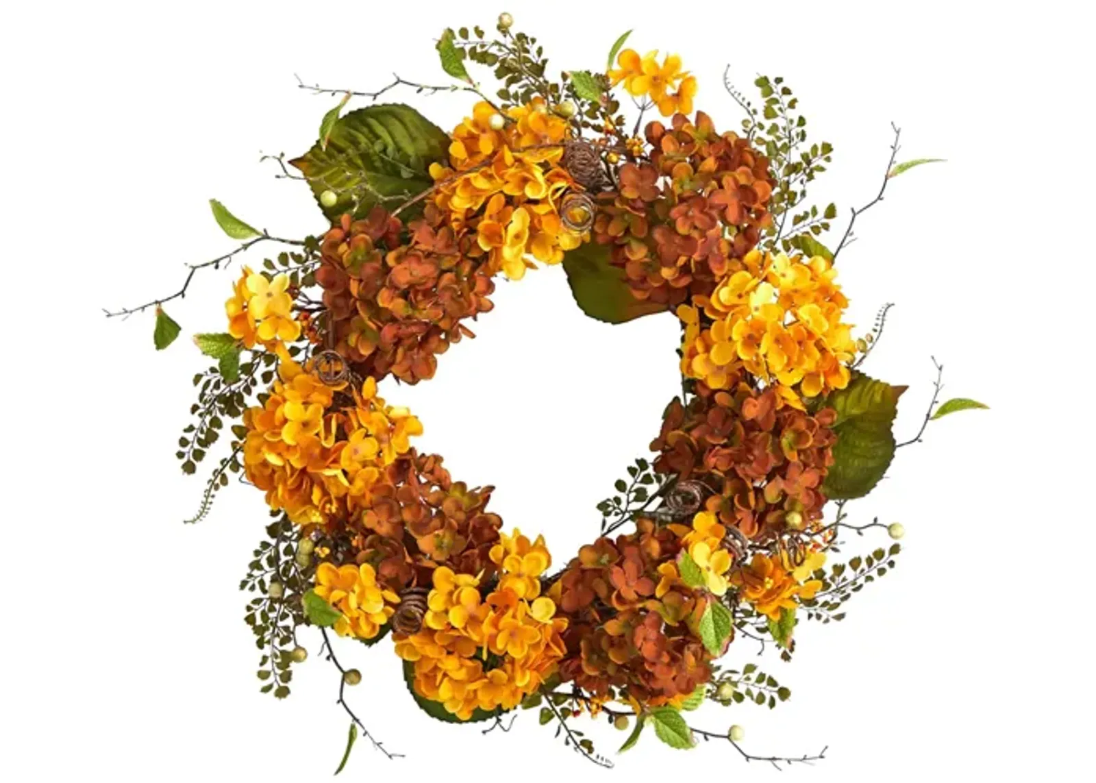 Crisp 24" Hydrangea Wreath in Orange by Bellanest