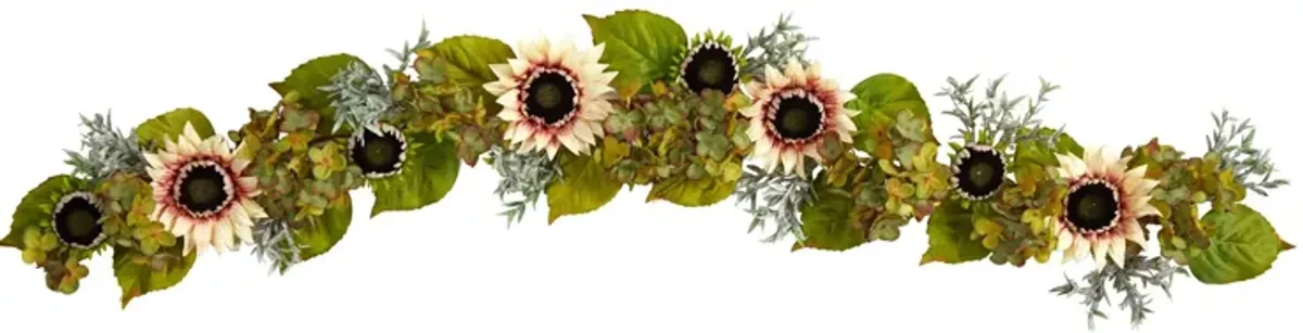 Crisp 5ft Sunflower and Hydrangea Garland in Orange by Bellanest