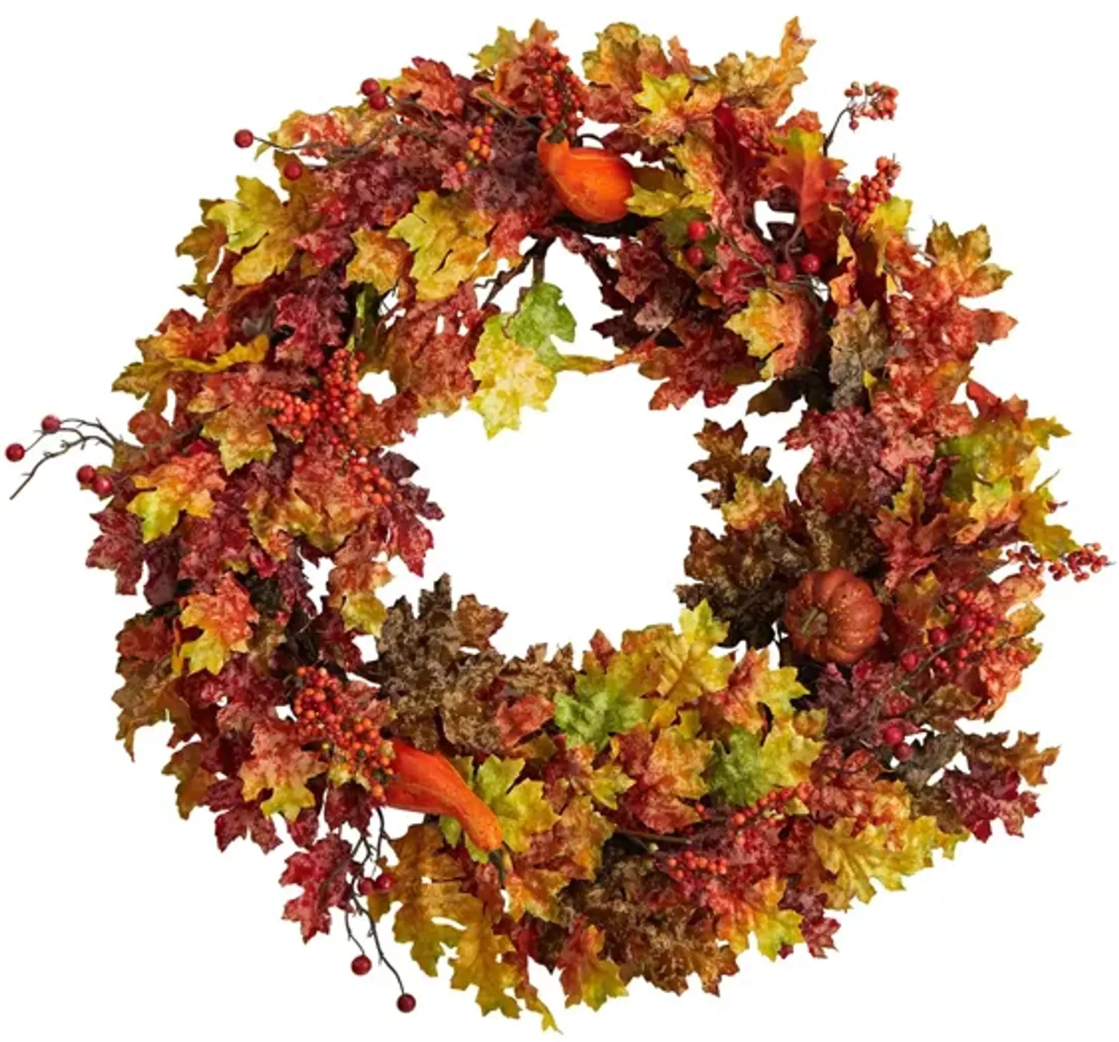 Crisp 32" Oak Leaf and Pumpkin Wreath