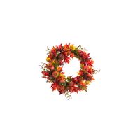 Crisp 32" Maple Leaf and Pumpkin Wreath in Orange by Bellanest