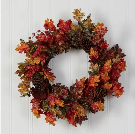Crisp 24" Maple and Pinecone Wreath in Orange by Bellanest