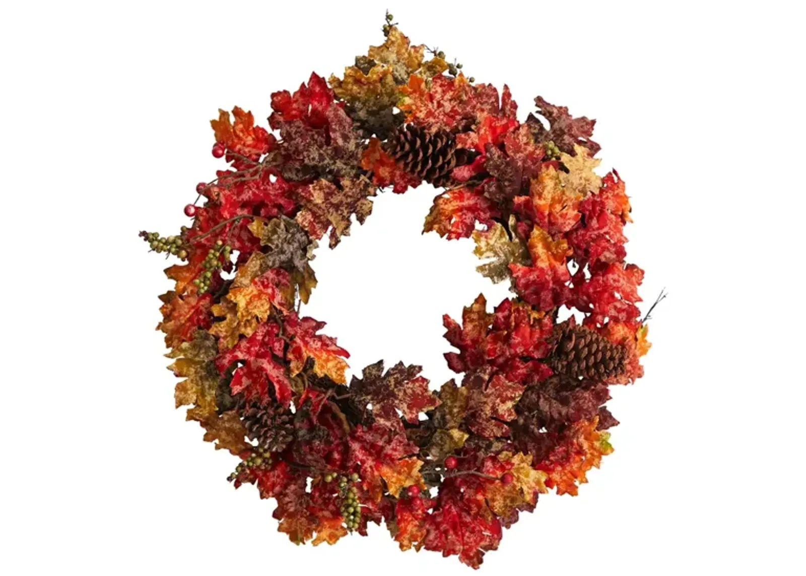 Crisp 24" Maple and Pinecone Wreath in Orange by Bellanest