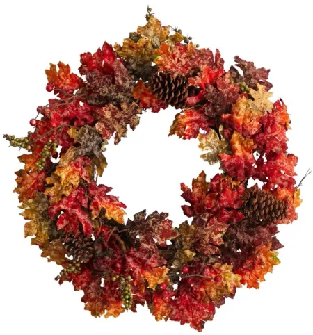 Crisp 24" Maple and Pinecone Wreath in Orange by Bellanest
