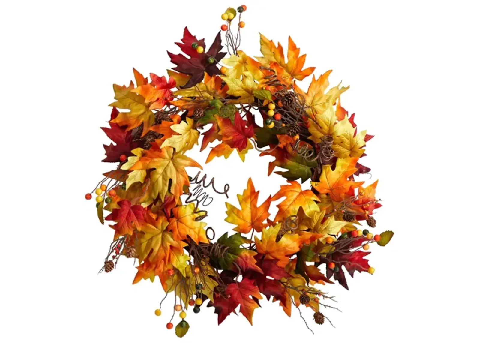 Crisp 24" Maple and Berries Wreath in Orange by Bellanest