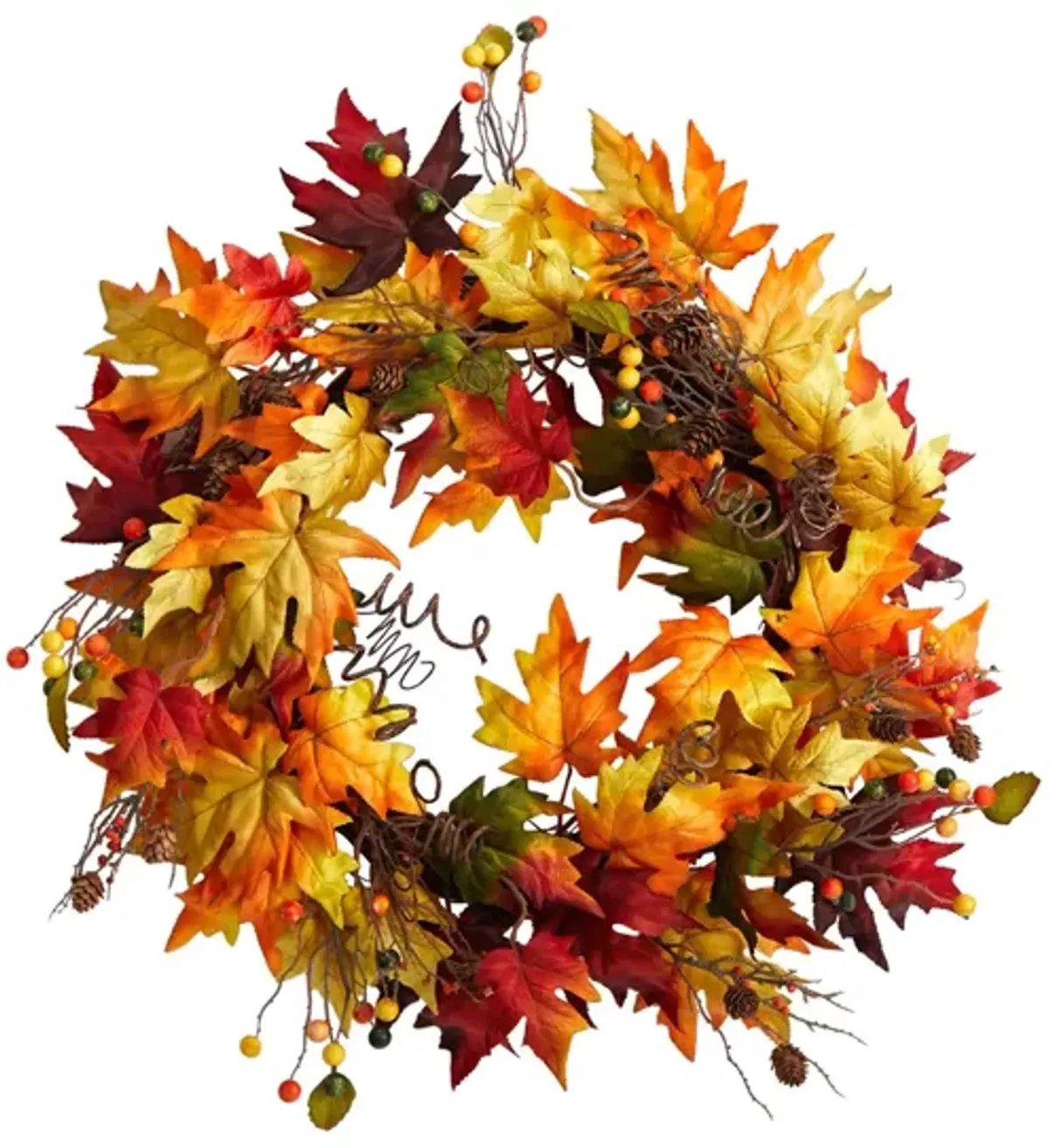 Crisp 24" Maple and Berries Wreath in Orange by Bellanest