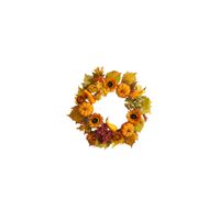 Crisp 22" Pumpkin and Sunflower Wreath in Orange by Bellanest