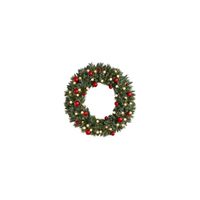 Adak 4ft Pre-Lit Christmas Wreath with Ornaments in Green by Bellanest