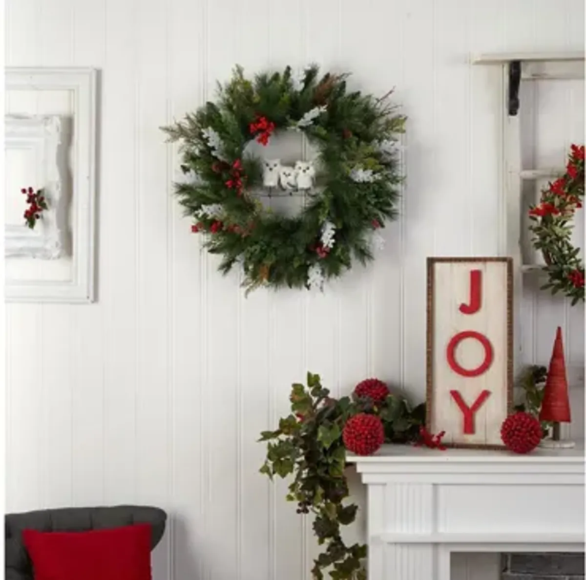 Adak 24" Winter Owl Wreath