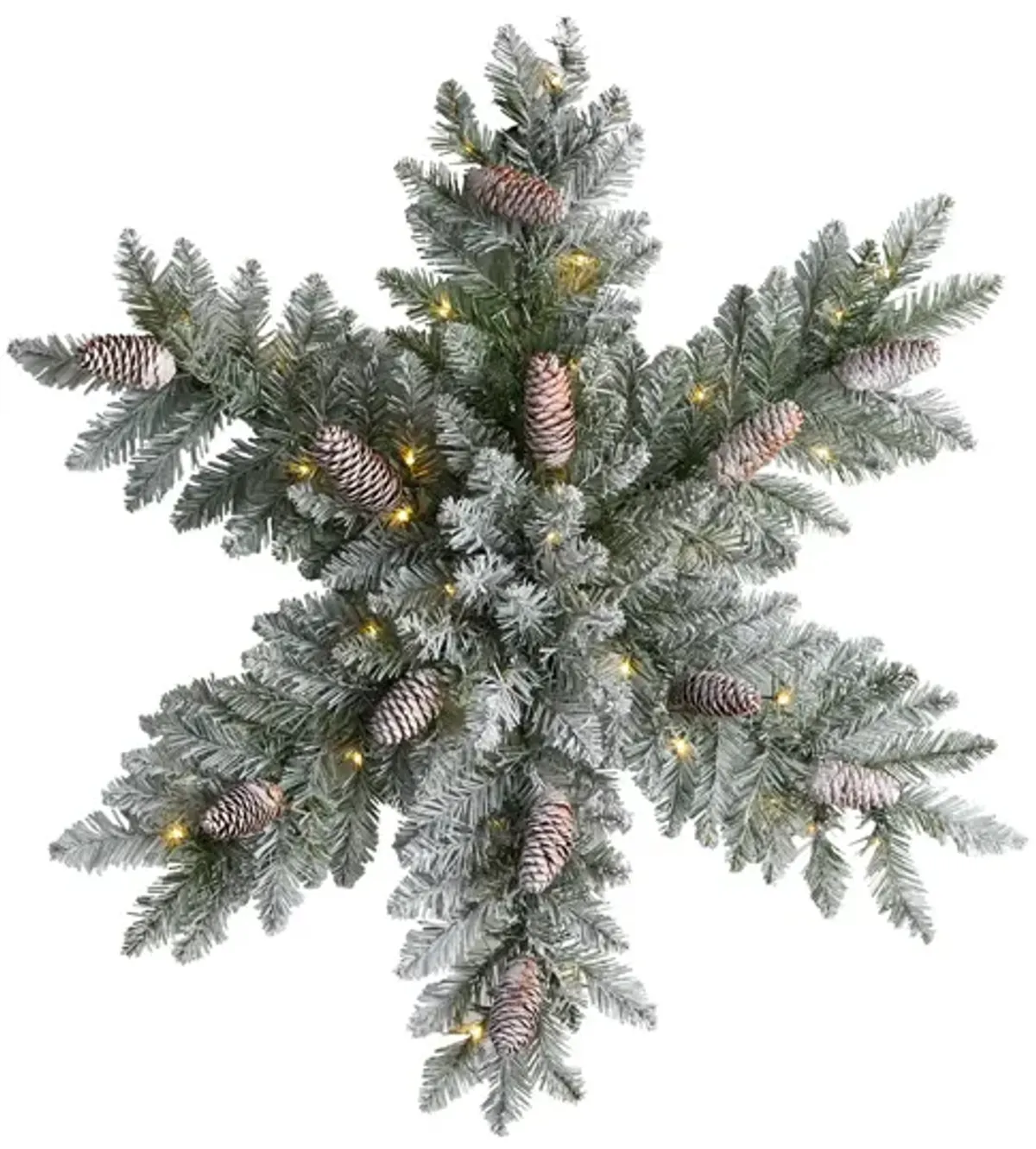 Adak 30" Pre-Lit Frosted Snowflake Wreath
