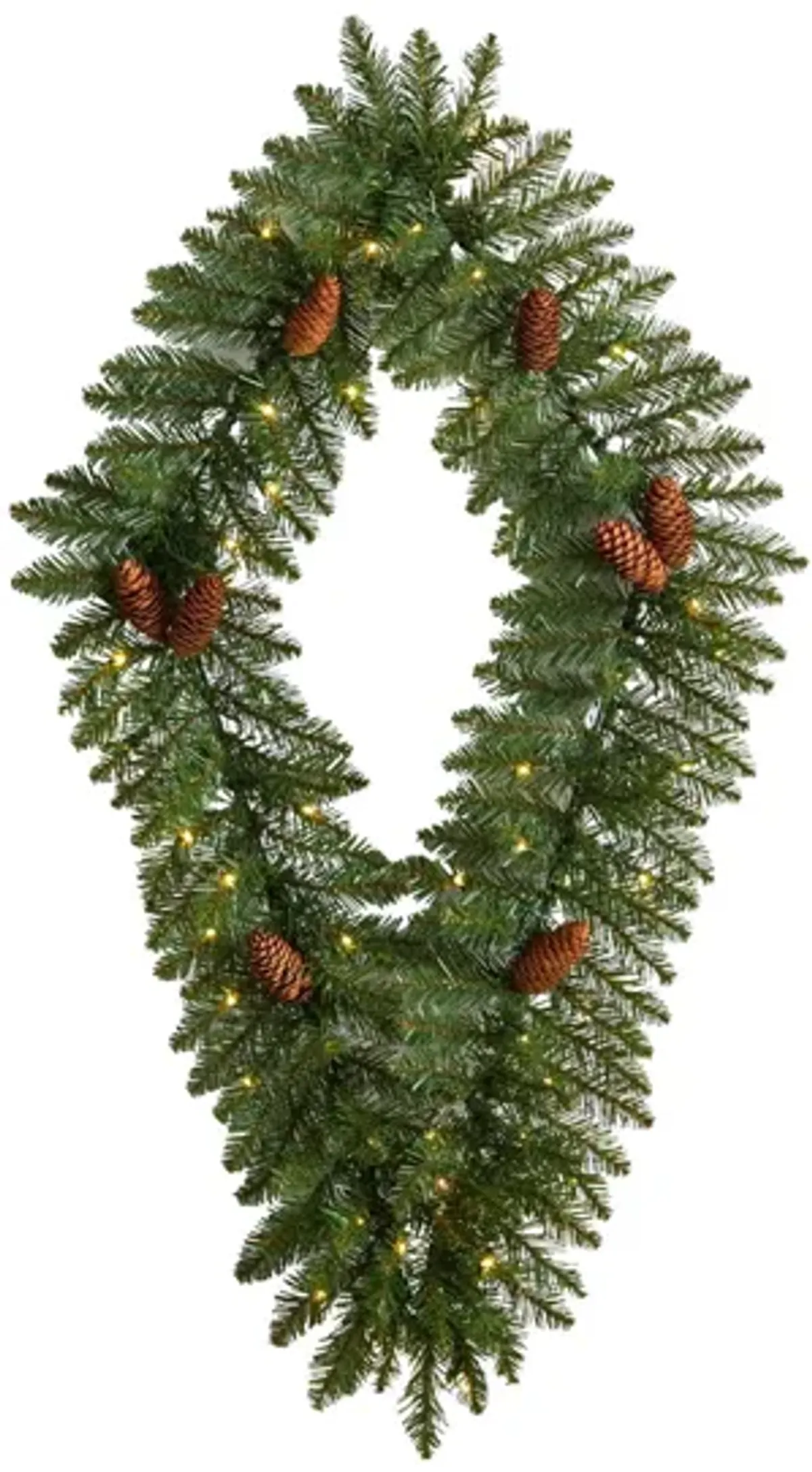 Adak 3ft Pre-Lit Diamond Wreath in Green by Bellanest