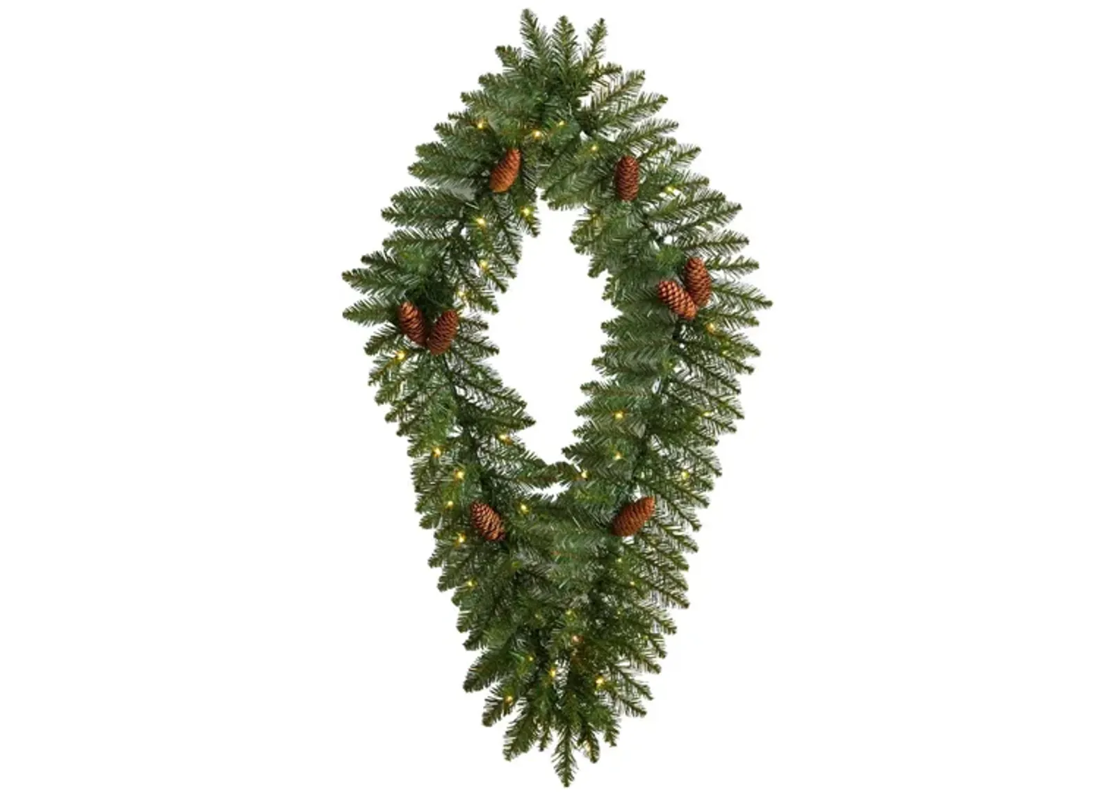 Adak 3ft Pre-Lit Diamond Wreath in Green by Bellanest