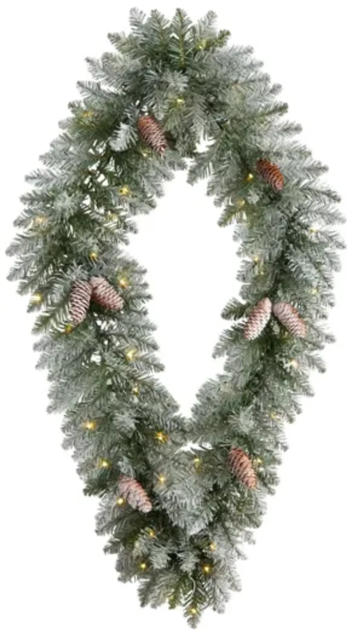 Adak 3ft Pre-Lit Diamond Frosted Wreath in Green by Bellanest