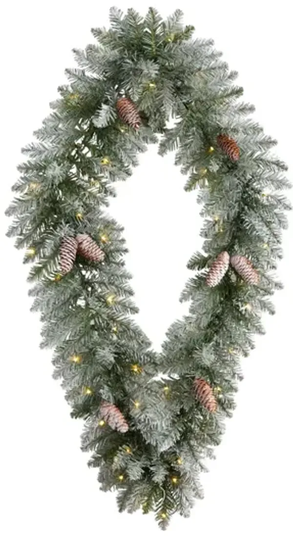 Adak 3ft Pre-Lit Diamond Frosted Wreath