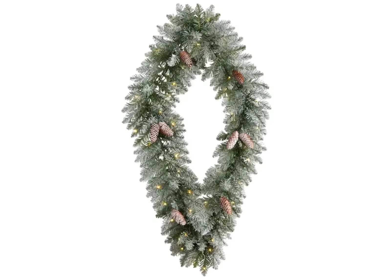 Adak 3ft Pre-Lit Diamond Frosted Wreath in Green by Bellanest