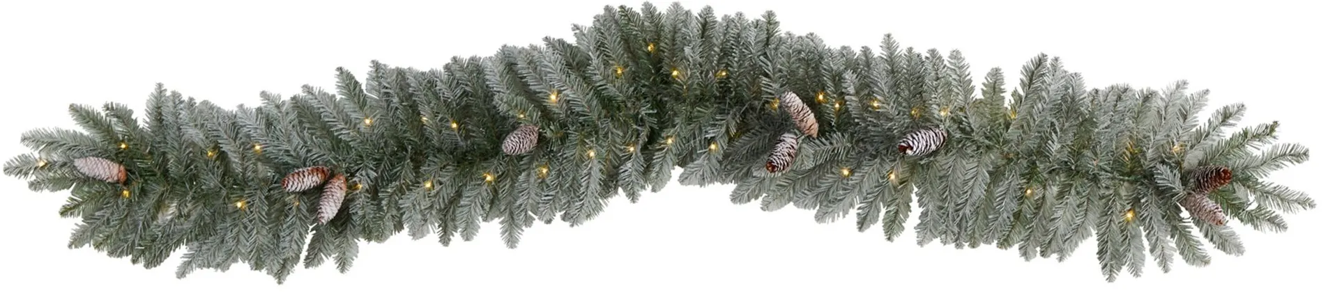 Adak 6ft Pre-Lit Frosted Garland with Pinecones in Green by Bellanest