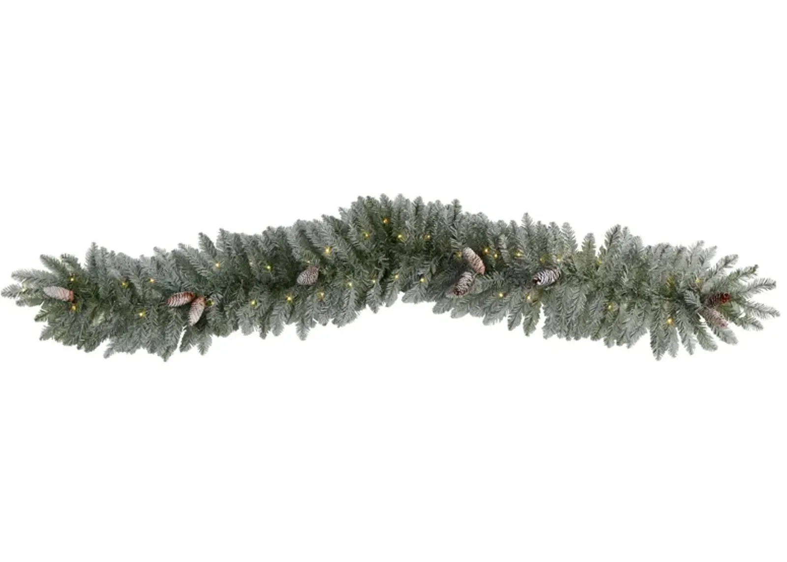 Adak 6ft Pre-Lit Frosted Garland with Pinecones in Green by Bellanest