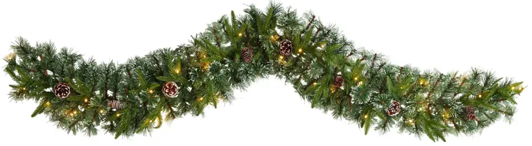 Adak 6ft Snow Tipped Christmas Garland in Green by Bellanest