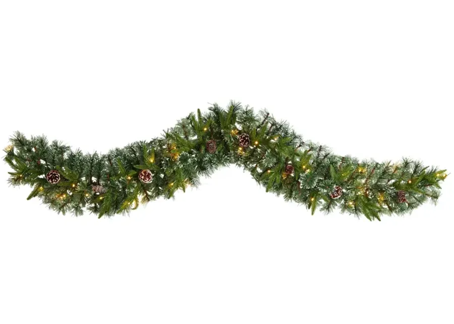 Adak 6ft Snow Tipped Christmas Garland in Green by Bellanest