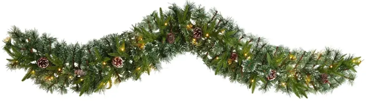 Adak 6ft Snow Tipped Christmas Garland in Green by Bellanest