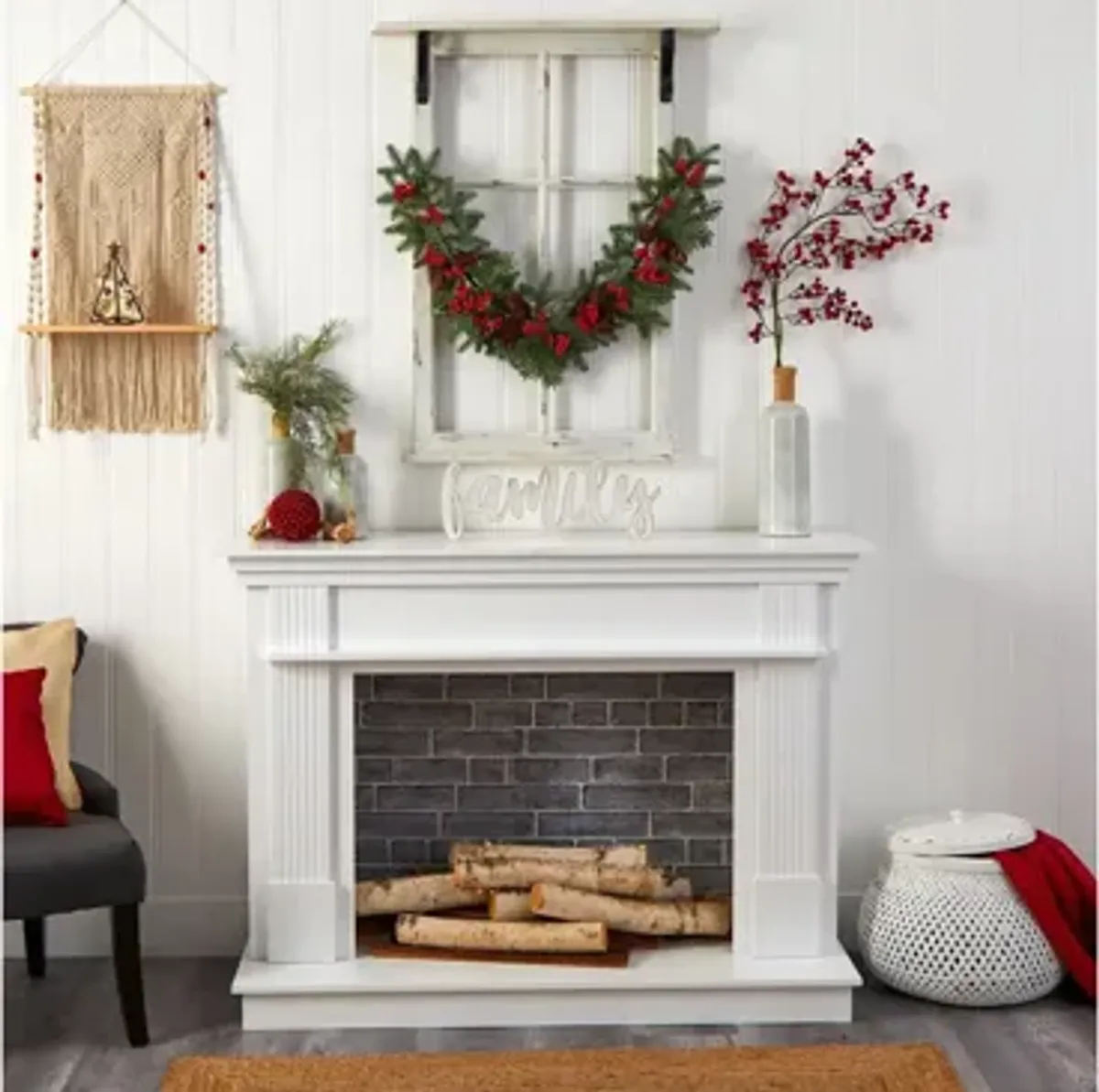 Adak 40" Pine Christmas Garland with Berries