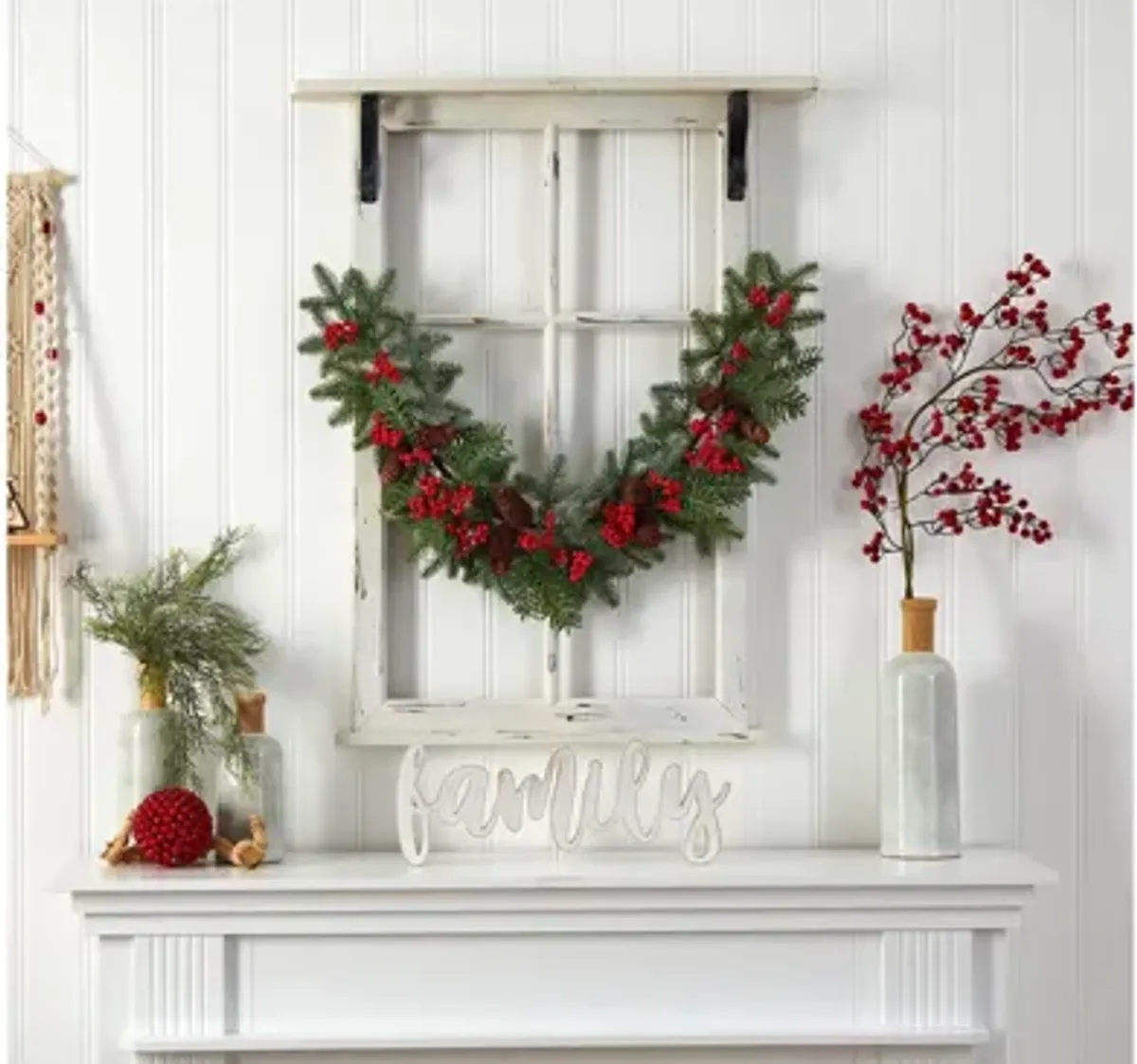 Adak 40" Pine Christmas Garland with Berries