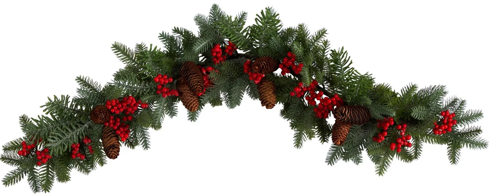 Adak 40" Pine Christmas Garland with Berries in Green by Bellanest