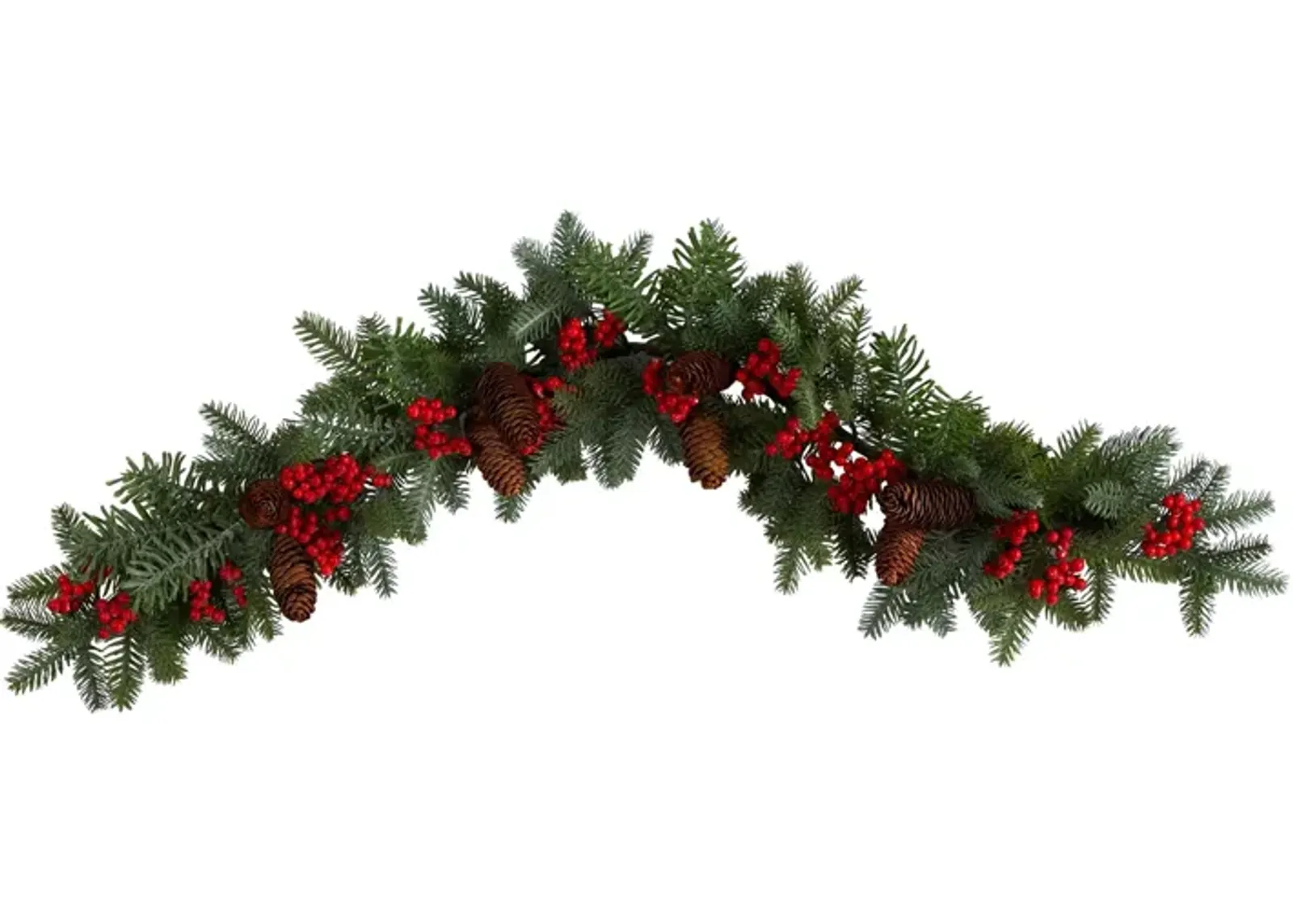 Adak 40" Pine Christmas Garland with Berries in Green by Bellanest