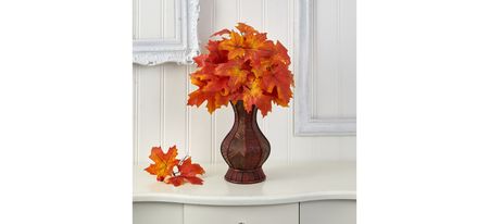 Fall foliage 24" Maple Leaves in Decorative Planter in Orange by Bellanest