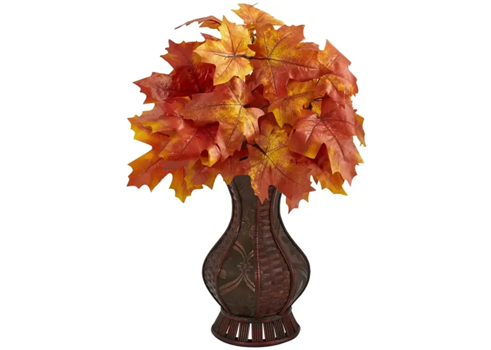 Fall foliage 24" Maple Leaves in Decorative Planter in Orange by Bellanest